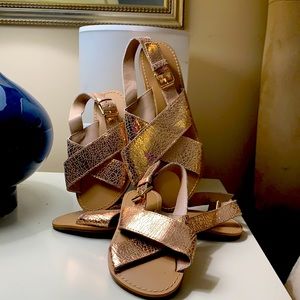 Mommy and Me Gold Snakeskin print sandals